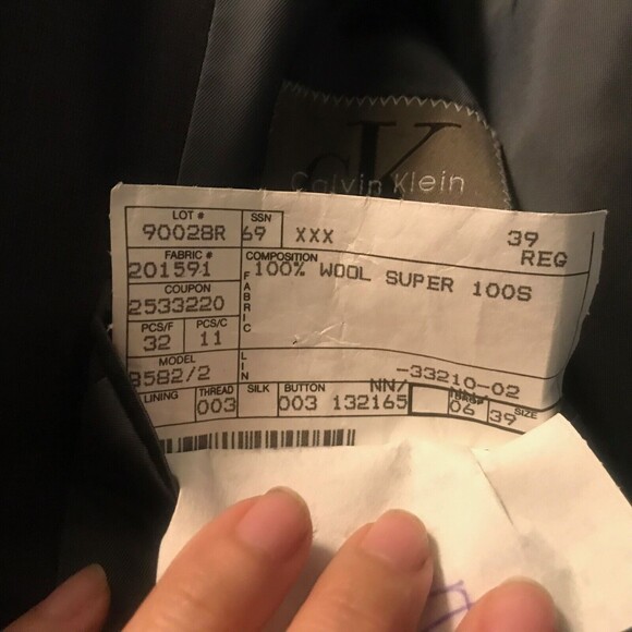 Calvin Klein 3 Button Super 100s Wool Blazer Jacket Brown 39R made in Italy - Picture 6 of 8